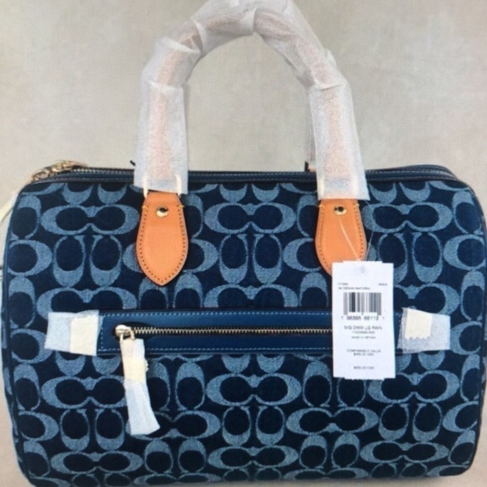 Coach Rowan Satchel Bag In Signature Denim Canvas NWT CY699 - Picture 3 of 6